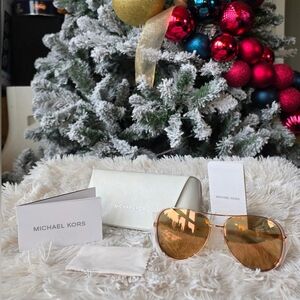 Michael Kors Gold Aviator Sunglasses with Case